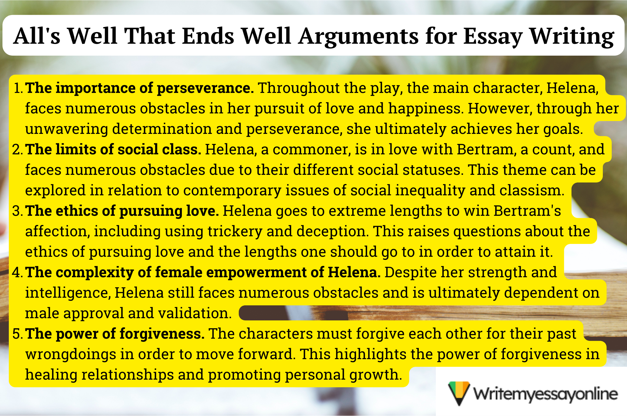 All's Well That Ends Well Arguments for Essay Writing